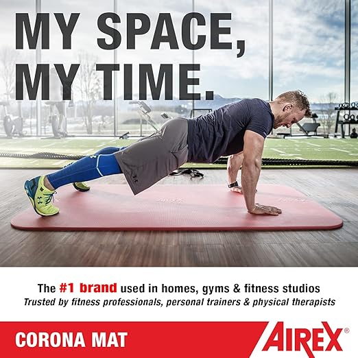 AIREX Corona 200 Premium Exercise Mat for Yoga, Physical Therapy, Rehabilitation, Balance & Stability Exercises, Pilates, Aerobics 78" x 39", Red