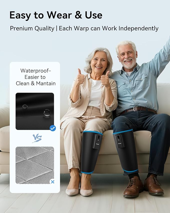 FIT KING Cordless Calf Massager – Rechargeable Leg Compression Massager for Circulation, Edema, RLS, Pain Relief & Recovery, 6 Intensities, 3 Modes, Portable Gift for Mom, Dad, Athletes