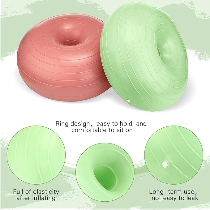 Libima 4 Pcs Flexible Seating for Classroom Inflatable Yoga Ball Chairs with Pump Donut Exercise Ball Chair Cushion Seat for Balance and Stability Training Home Office Gym Workout