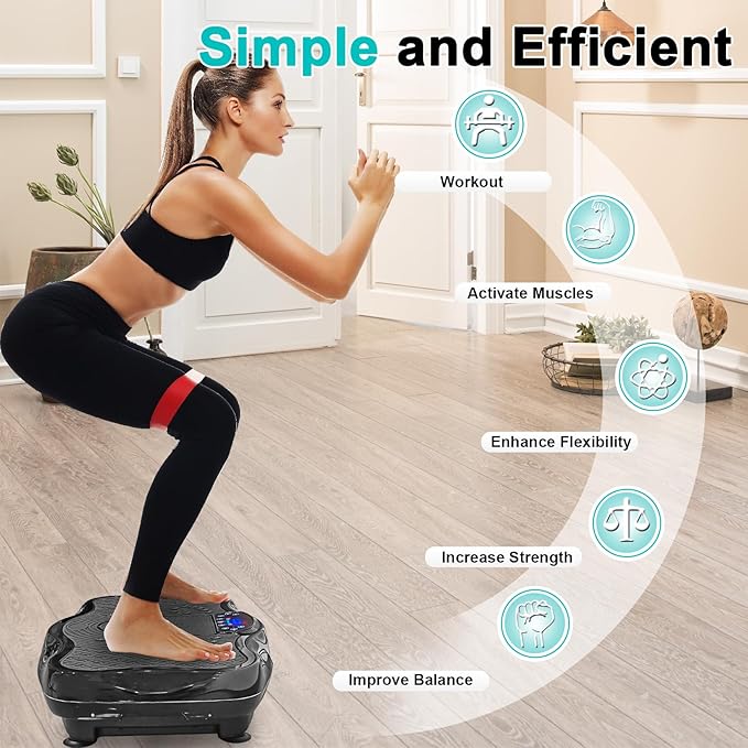330lbs 120 Levels Vibration Plate Exercise Machine - Whole Body Workout Vibration Fitness Platform w/ Resistance Bands - Home Gyms Workout for Weight Loss & Toning,Black