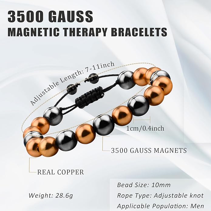 Copper Bracelet for Women and Men, Copper Magnetic Bracelet with 3500 Gauss Magnet Beads as Birthday Gifts, Hematite Jewelry Pulsera De Cobre para Mujer for Parents Anniversary Jewelry Gift