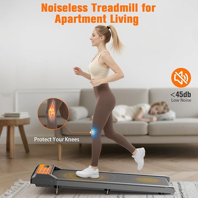 Walking Treadmill Pad with 5% Adjustable Incline and APP Sync, Small Compact Under Desk Treadmills for Home and Office with Remote Control and LED Display, 2.5HP