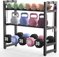 3 Tier Small Adjustable Dumbbell Rack, 390LBS Heavy Duty Weight Storage Rack with Side Hooks, Space-Saving Weight Rack for Home Gym (Rack Only)