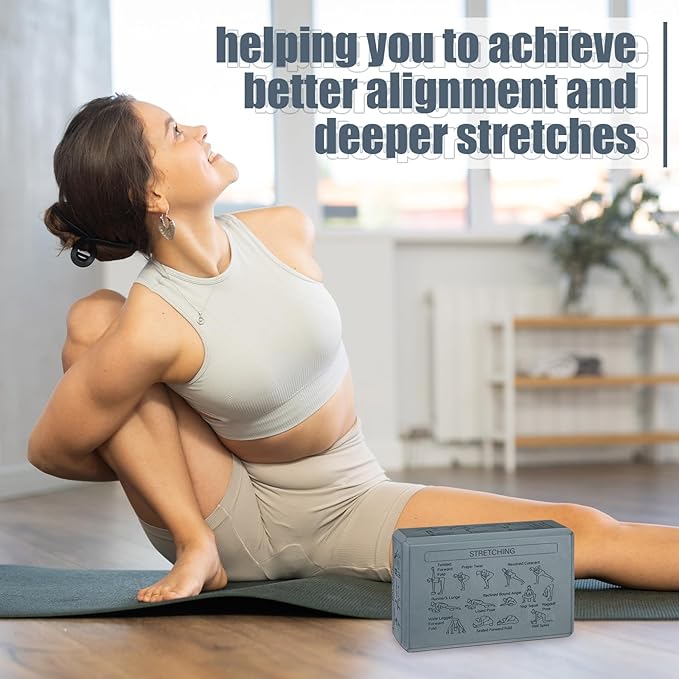Cork Yoga Blocks 2 Pack Yoga Poses Teaching Cork Blocks, Suitable Poses for Beginners and Experts High Density Block with Non Slip Surface for Better Support, Balance Comfort
