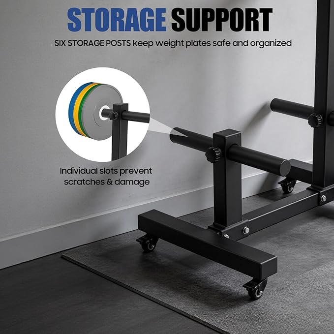 Weight Plate Rack Tree, Weight Plate Storage with Universial Heavy-Duty Wheels Weight Tree Rack Plates Weight Storage Rack Steel Gym Organizer Bumper Plate Holder 1102.3lbs