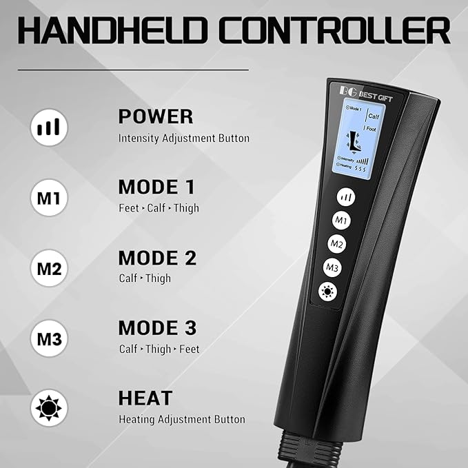 Mother's Day Gifts for Mom, Women, Dad, Men, Him, Her, Father's Day, Christmas, Air Compression Massager with Heat for Comprehensive Leg and Foot Therapy, Helpful for Varicose Veins, Cramps, Edema