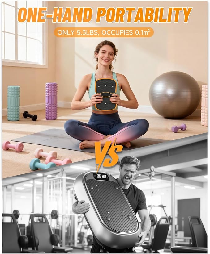 Portable Cordless Vibration Plate – Wireless, Rechargeable, 4 Speed Levels, for Body Massage, Relaxation & Circulation Boost