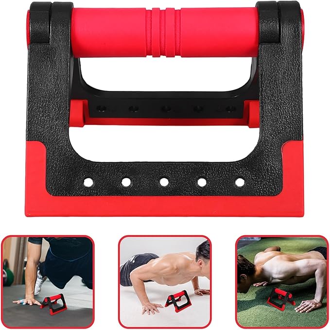 IMIKEYA Push-up Bars Pair Red Foldable Push-up Rack for Men Women Home Fitness Equipment Strength Training Push-up Stands for Floor Workouts