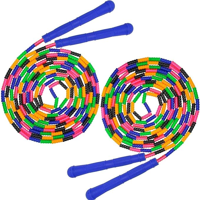 Coolrunner 16 FT Long Jump Rope(2 PACK), Double Dutch Jump Ropes, Soft Beaded Skipping for Kids Adults, Plastic Segmented Long Enough for 4-5 Jumpers