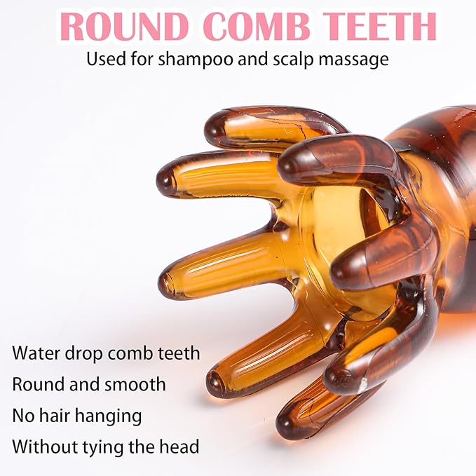 Cute Head Massage Comb Set 3 Pcs Point Massage Comb Manual Scalp Massagers Acupressure Massager Tool with 8 Legs Pink Acupressure Massager Scalp Tool for Head Back Neck Deep Relaxation