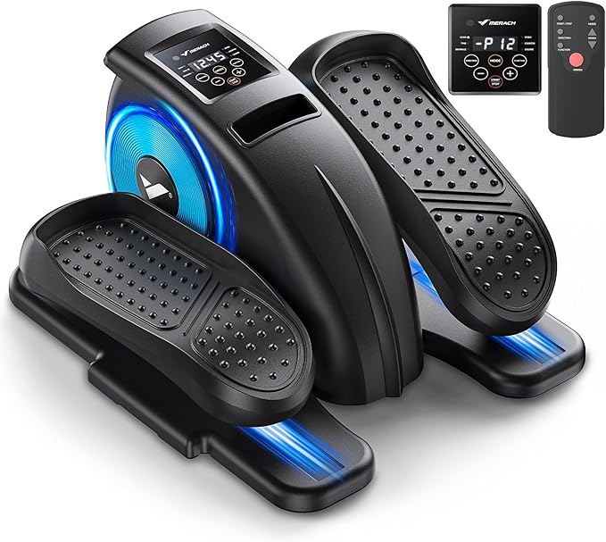 MERACH Under Desk Elliptical Machine, Elliptical Leg Exerciser As Seen On TV for Seniors Adults Fully Assembled, Elliptical Exercise Machine Portable Electric Pedal with Remote Control&12 Auto Mode