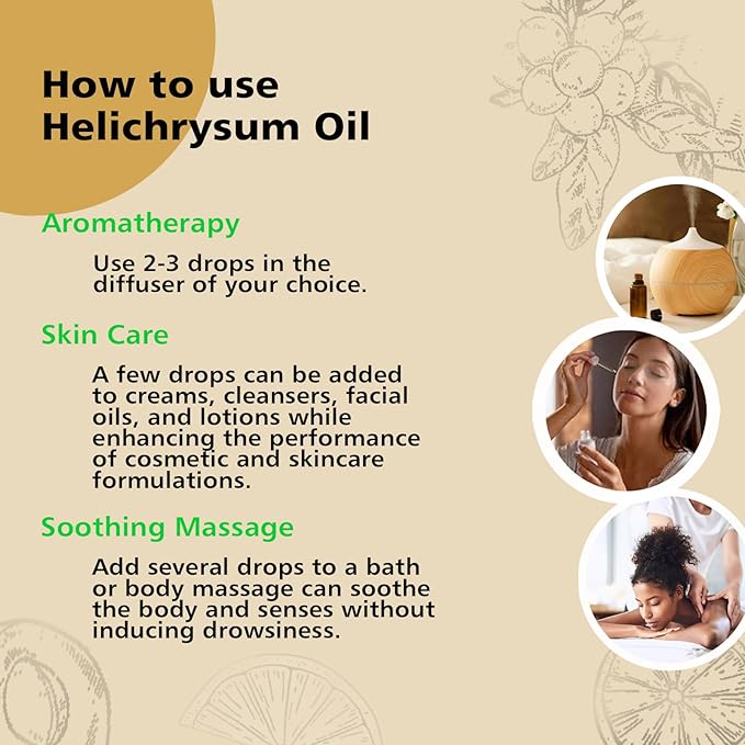 Helichrysum Essential Oil, 100% Pure Helichrysum Oil for Skin, Bruising, Body, Spray & DIY- 10ml