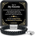 LUXEJEW Gifts for Men - Beaded Leather Bracelet 6mm Matte Agate Stone Bracelets for Men Dad Son Husband Boyfriend Grandpa Grandson Brother Uncle Nephew Adjustable Magnetic Clasp
