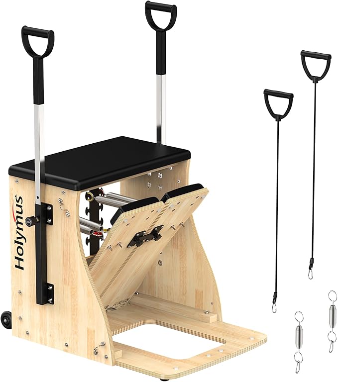 Pilates Chair with Handles, Upgrade Split Pedals & Resistance Bands - Professional Adjustable Fitness Chair for Home, Studio & Gym Use - Customizable Resistance Levels