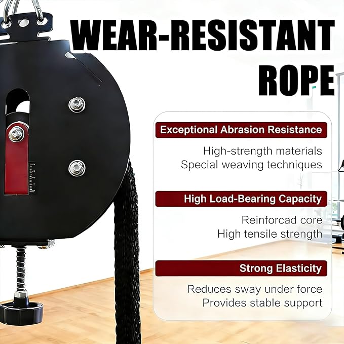 Endless Rope Trainer | Adjustable Resistance Trainer Machine | Suspension Endless Rope Pulley System| Closed-Loop Nylon Rope | Home Gym Infinity Rope for Interval Resistance Training(Black)