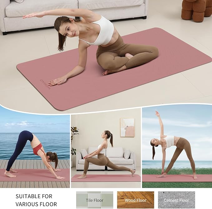 Extra Wide & Thick 8mm Yoga Mat, 72"x31.5" Large Non Slip Exercise Mat, Premium POE Material for Superior Cushioning & Stability, with Strap for Home Gym, Pilates