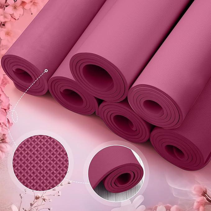 Timgle 6 Pcs 10mm Thick Yoga Mat Bulk, 68 x 24 Inches, Anti-slip Tear-resistant Exercise Mat Adult Kids Gym Mats for Fitness, Stretching, Workout and Studio, Outdoor Yoga, Pilates