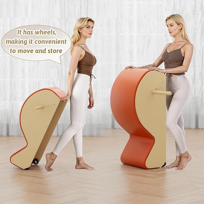 Wooden Orange Pilates Arc with Spine Corrector for Core Strengthening Back Pain Relief, Pilates Spinal Corrector Arch Barrel for Back Flexibility，at Home Reformer Pilates Posture