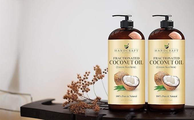 Handcraft Blends Professional Massage Set: Fractionated Coconut Oil and Grapeseed Oil – (2 x 16 Fl Oz) – 100% Pure & Natural – Premium Carrier Oils for Massage Therapy and Skin Care