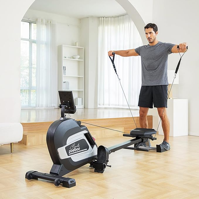 pooboo Rowing Machine for Home, Max 360 LBS Magnetic Rower with APP and LCD Monitor, Tablet Holder, Upgraded Rowing Machines with Comfortable Seat Cushion