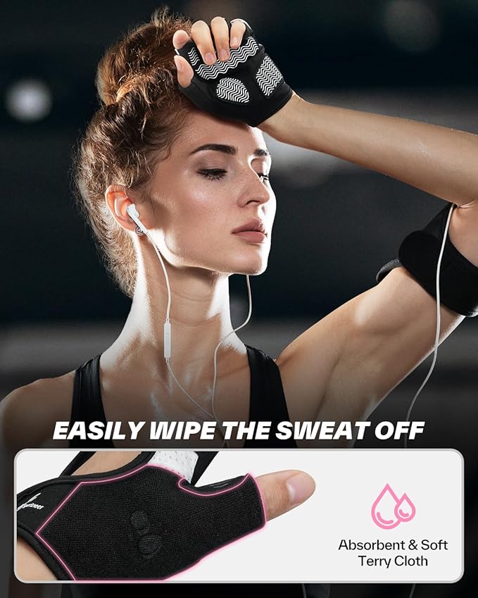 Sportneer Workout Gloves for Men & Women, Full Palm Protection Breathable Exercise Gloves w/Curved Open Back, Lightweight Fitness Gloves for Pull Up, Dumbbells, Cycling, Rowing