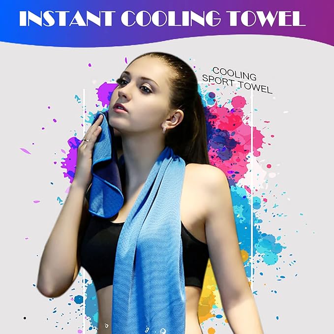Pack of 20 Cooling Towel 40x12'' Ice Towel for Neck and Face Microfiber Chilly with Bag Breathable Yoga Gym Stay Cool Towels Sweat Rag for Workout Running Camping Pilates Beach, Light Blue