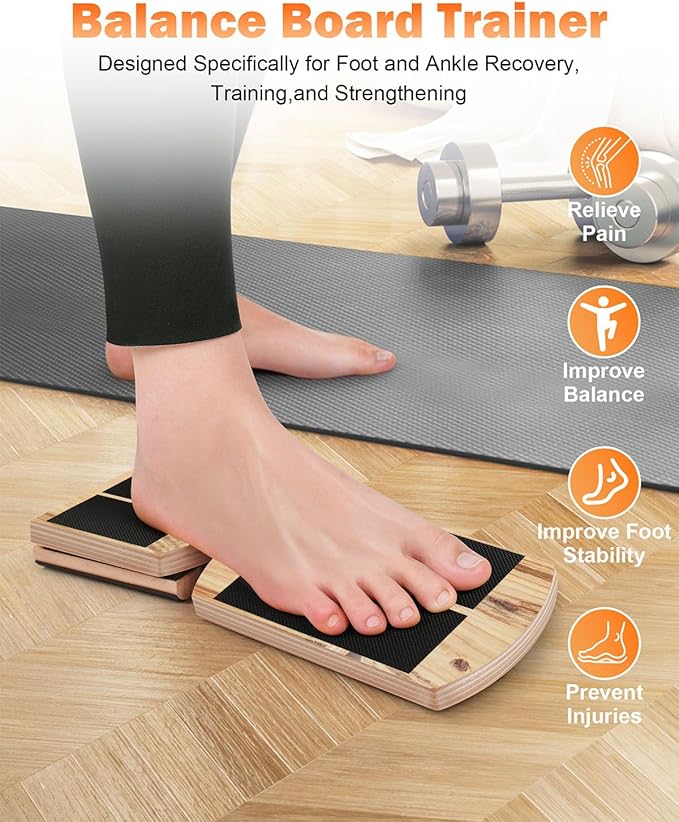 Ankle Strengthener & Single Leg Balance Board, Foot Strengthener for Plantar Fasciitis & Achilles Tendonitis, Physical Therapy, Sprain Recovery & Arch Support