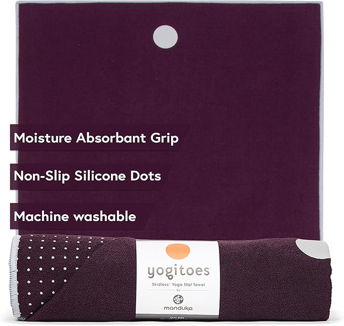 Yogitoes Yoga Hand Towel - Quick Drying Microfiber, Lightweight, Easy for Travel, Use in Hot Yoga, Vinyasa and Power, 16 Inch (40cm)