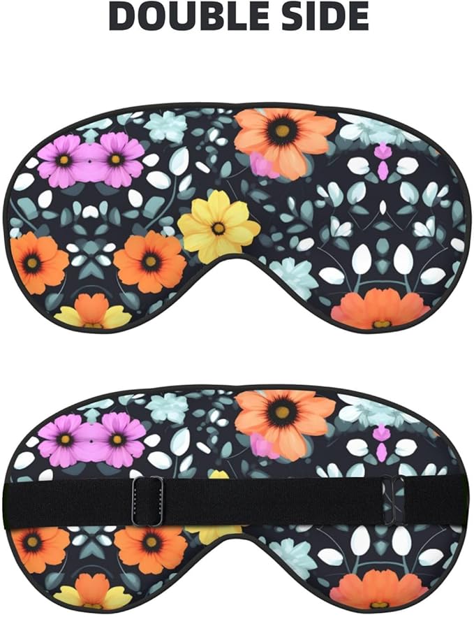 Beautiful Colourful Flowers Head-Mounted Double-Sided Light-Blocking Sleeping Eye mask to Protect Eyes and Relieve Eye Fatigue