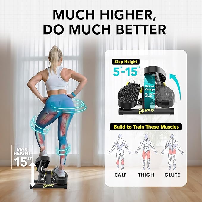 ZIWWVY- Mini Twist Stepper, Stepper Machine with 330LBS Weight Capacity, Mini Stepper for Full Body Workout, Adjustable Step Height, Smooth and Quiet, Step Machine for Men Women