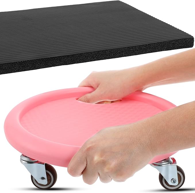 Angoily Ab Roller Exercise Wheel with Mat, Multi-directional Abdominal Exerciser Board, Quiet Four-wheel Fitness Roller for Core Workout at Home and Gym