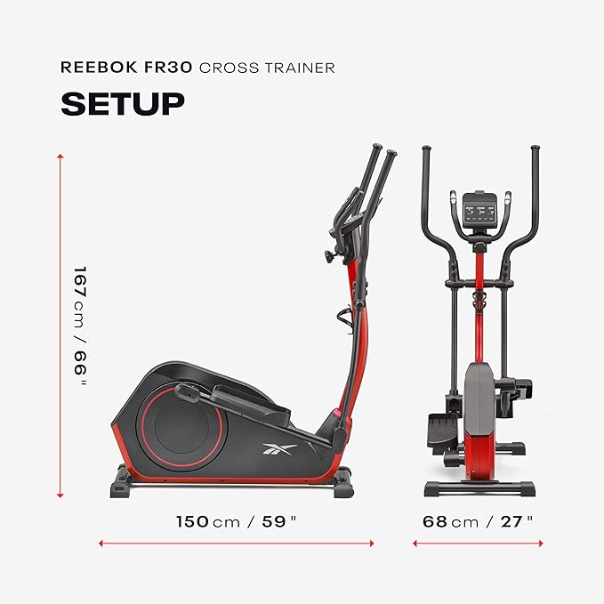 Reebok FR20 Home Elliptical Cross Trainer, Black, Cardio Exercise, 8 Resistance Levels, 264 lb. Capacity, Plus 60 Day Free Kinomap Membership