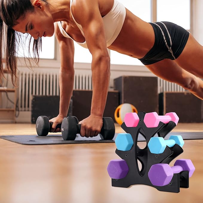 AUXSOUL 1 Pack Dumbbell Rack Stand, 3 Tier Dumbbell Bracket Free Hand Weight Tower Stand for Home Gym Organization, Holds 3/5/8 LB (Weights Not Included)