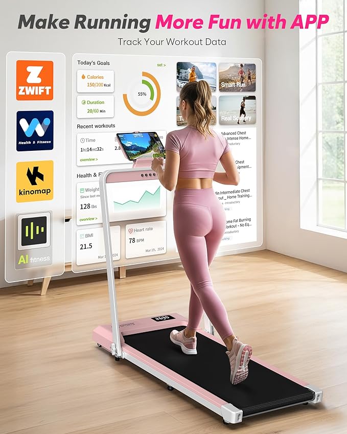 Foldable Treadmill with Incline, Compact Walking Pad Treadmill with Safety Handle Bar, 3.0HP Quiet Under Desk Treadmills for Home/Office, 320 LBS Capacity, APP & Mute Remote Control