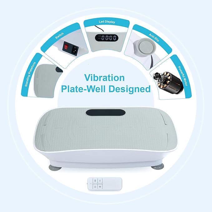 Silent Vibration Platform for Fitness & Weight Loss - 10 Frequency Full Body Shaking Machine, Bluetooth Enabled, Auto Start Stop, Noise Reduction Motor, Grey