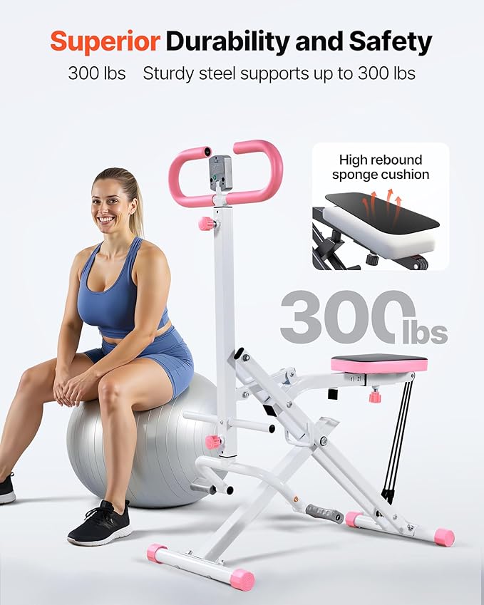 VEVOR Squat Machine, Deep Squat Rowing Machine for Home, Easy Setup & Foldable Exercise Equipment, Glute Trainer Machine with 2/3 High-Strength Resistance Bands, Glutes & Leg Home Workout Machine
