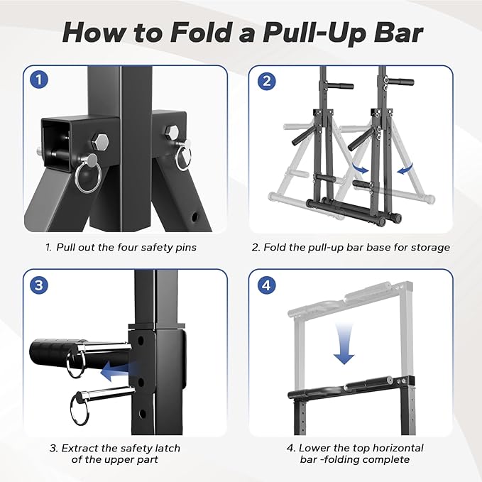 Foldable Pull Up Bar Free Standing, Strength Training Pull-up Bars Adjustable Pull Up Station, Power Tower Pull Up Bar MultiFunction Pull Up Dip Station Workout Equipment For Home Gym Support 480 LBS