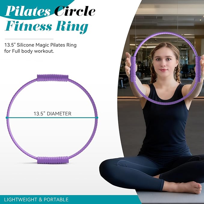 Pilates Ring, Silicone Magic Pilates Rings, Lightweight & Durable Flexible Fitness Circle Exercise Equipment for Toning Arms, Thighs,Legs, Core,Yoga & Physical Therapy