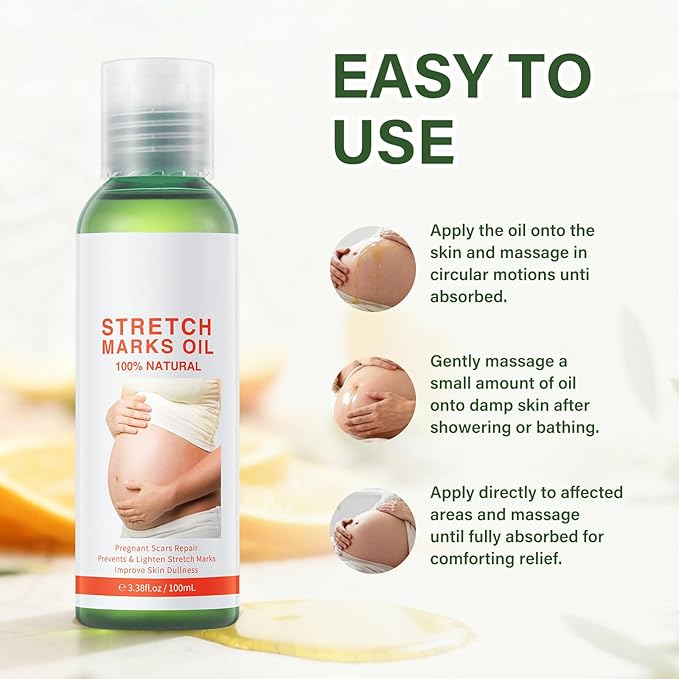 Stretch Marks Massage Oil for Women,Body Oil Serum for Scars and Stretch Marks | Face and Body Moisturizer for All Skin Types(100ml)