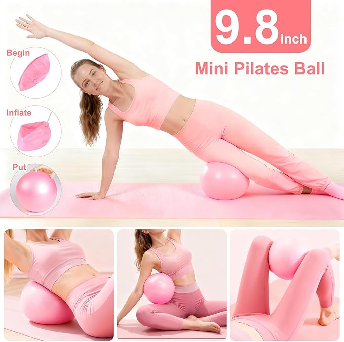 Pilates Equipment Set for Women, Pilates Ring and Ball Set, At Home Pilates Workout Equipment with 15" Magic Circle Ring and Resistance Bands, A Must-Have for Beginners and Seasoned Yogis