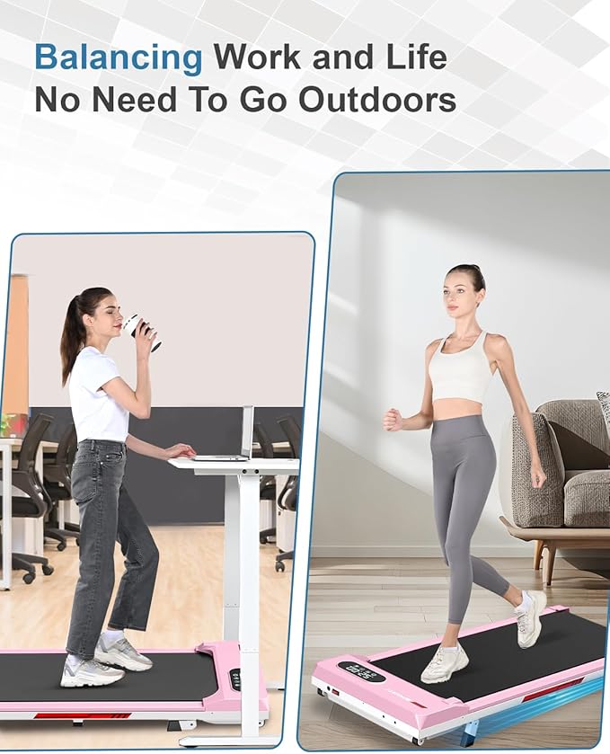 Incline Walking Pad with Handle Bar, Foldable Portable Under Desk Treadmill for Home Office, Ultra Quiet <45dB, Safety Lock, 300+ LB Capacity
