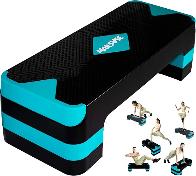 Exercise Step, 26.5-Inch Pedals with 4-Inch and 6-Inch and 8-Inch Height Adjustable Lifters, Women's Home Gym Aerobics Equipment, Adjustable Aerobics Pedals, Stepped Platforms for Workouts