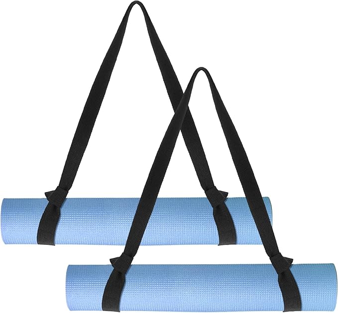 2 PCS Yoga Mat Carrier Strap Yoga Mat Sling Mats Slap Band Easy Holder Strap Adjustable Durable Exercise Carrier for Carrying Exercise Mats or Stretching (Black)