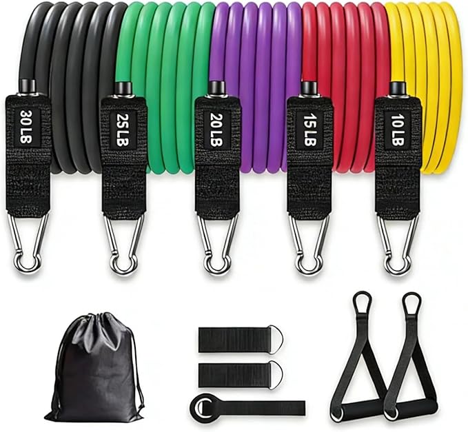 Ab Roller Home Gym Equipment – 4 Wheels Ab Wheel Muscle Roller with LCD Screen, 5Pcs Resistance Bands, Ankle Straps, Door Anchor, Handles, Travel Bag – Comfortable Elbow Support with Non-Slip Handles