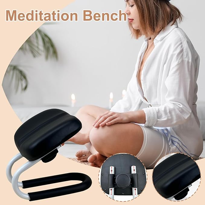 Meditation Stool - Devotional Chair, Meditation Seat | Non-Skid Yoga Stool for Spiritual Support, Foam-Padded Kneeler Bench, Compact and Foldable Design for Praying and Seated Meditation Routine