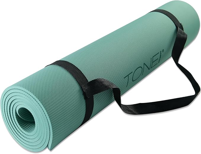 TONE Fitness Yoga Mat 1/4" Thick Non Slip Exercise & Pilates Mat for Home Workouts with Carrying Strap | Multiple Options