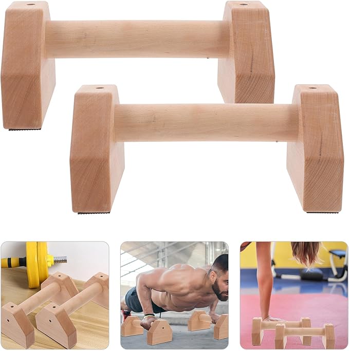 Milisten Wooden Push up Bars Set, 25cm Beech Wood Push-up Stands for Men, Calisthenics Fitness Accessory, Indoor and Outdoor Strength Training Equipment