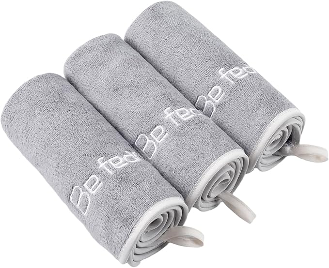 Microfiber Gym Towel Set for Men Women, Super Soft and Quick-Drying Towels for Fitness, Yoga, Cycling, Swimming (Cool Grey, 3 Pack)