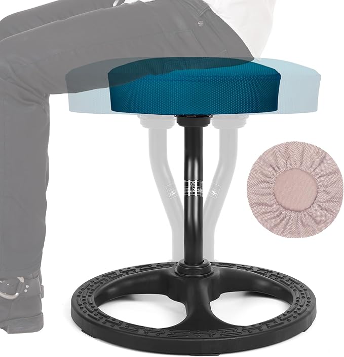 ADHD Chair for Kids, Yoga Chairs for Adults, Wobble Stool Active Flexible Seating Desk Chair with Non-Slip Base and Washable Seat Cover for Stability, Balance, Yoga, Office, School, Classroom