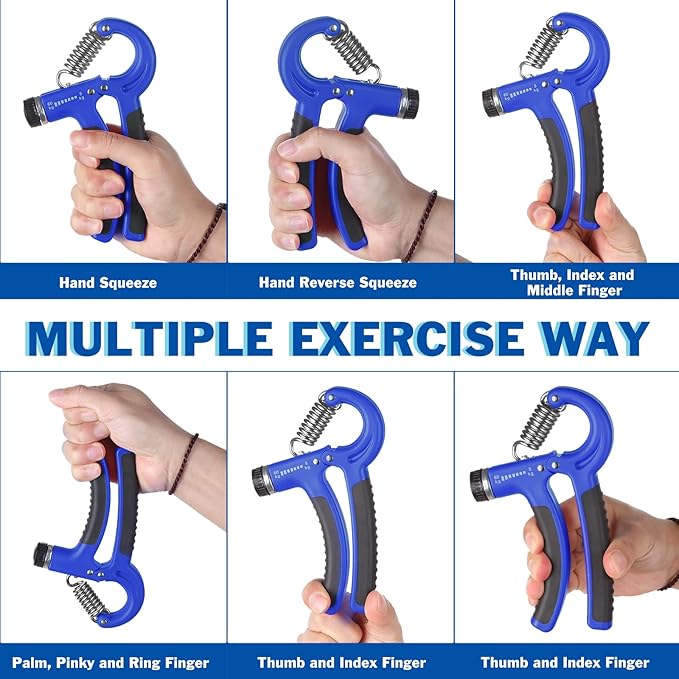 AIXPI Grip Strength Trainer, Hand Grip Exerciser Strengthener with Adjustable Resistance 11-132 Lbs (5-60kg), Forearm Strengthener, Hand Exerciser for Muscle Building and Injury Recover 2 Pack